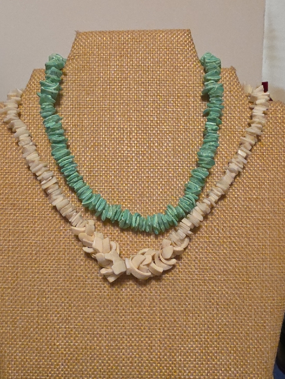 Seafoam Green and Cream Puka Chip Shell Necklace Set